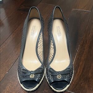 Michael Kors Black Espadrille Peep-Toe Shoes 6.5